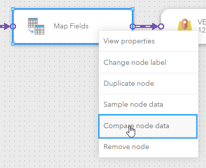 Compare node data option