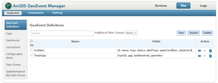 GeoEvent Manager with GeoEvent Definitions