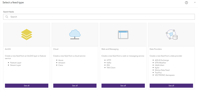 Select a feed type window